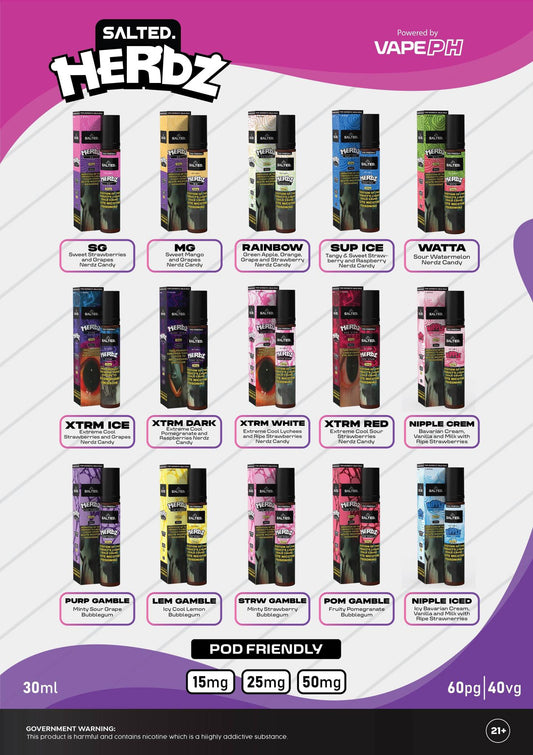 Vapornerdz Nerdz Pod Formula 30ml 25mg Saltnic E-Liquid Vape Juice