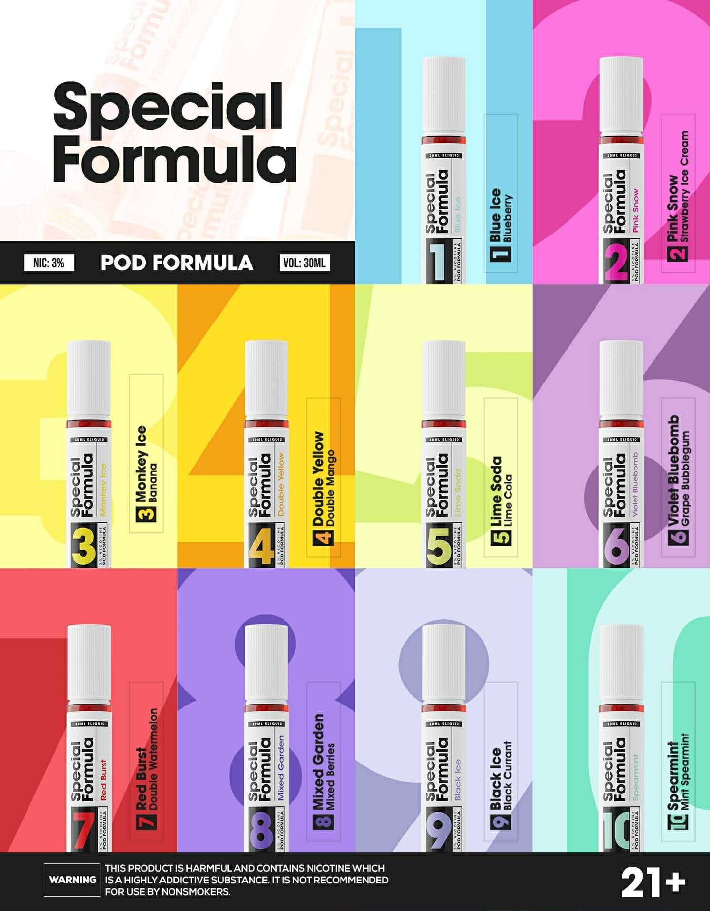 Special Formula 30ml 30mg Pod Formula E-Liquid Vape Juice